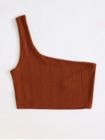 One Shoulder Seam Front Crop Top