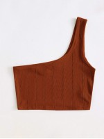 One Shoulder Seam Front Crop Top