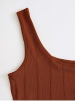 One Shoulder Seam Front Crop Top