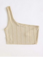 One Shoulder Seam Front Crop Top