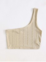 One Shoulder Seam Front Crop Top