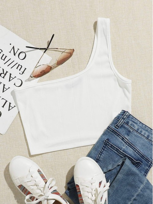 One Shoulder Crop Top