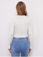 V-neck Rib-knit Solid Tee