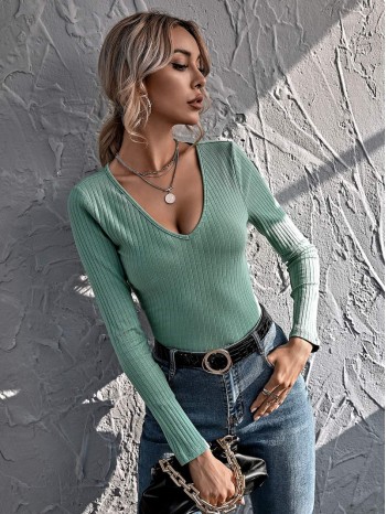 Rib-knit Solid Top