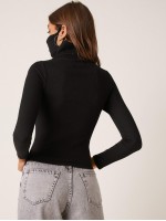 Mask Neck Rib-knit Top