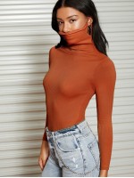 Mask Neck Rib-knit Top