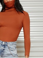 Mask Neck Rib-knit Top