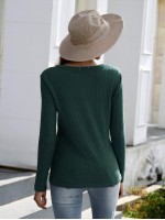 Waffle Knit Notched Neck Tee