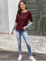 Drop Shoulder Stripe Sleeve Tee