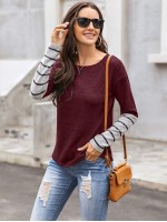 Drop Shoulder Stripe Sleeve Tee