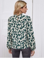 Frill Mock Neck All Over Print Top