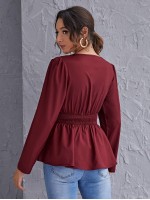 Shirred Waist Peplum Top