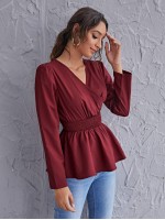 Shirred Waist Peplum Top