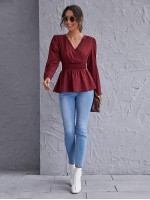 Shirred Waist Peplum Top