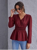 Shirred Waist Peplum Top