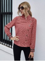 Confetti Heart Frill Button Front Blouse