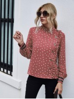 Confetti Heart Frill Button Front Blouse