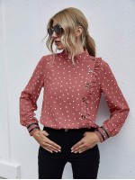 Confetti Heart Frill Button Front Blouse