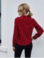 Confetti Heart Frill Button Front Blouse