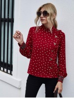 Confetti Heart Frill Button Front Blouse