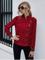 Confetti Heart Frill Button Front Blouse