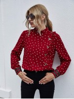 Confetti Heart Frill Button Front Blouse