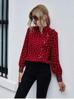 Confetti Heart Frill Button Front Blouse