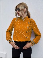 Confetti Heart Frill Button Front Blouse