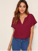 Solid Notch Neck Top