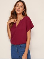 Solid Notch Neck Top