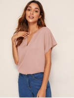 Solid Notch Neck Top