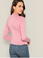 Mock-neck Slim Fitted Tee