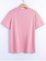 Letter Graphic Round Neck Tee