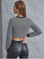 Houndstooth Pattern Crop Tee