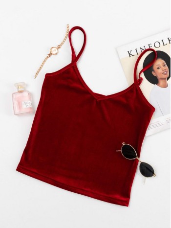 Solid Velvet Crop Cami Top