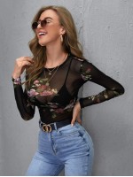 Floral Mesh Top Without Bra