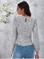 Dalmatian Print Lantern Sleeve Top