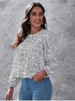 Dalmatian Print Lantern Sleeve Top