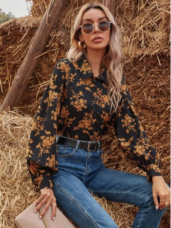 Floral Button Front Blouse