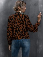 Abstract Print Bishop Sleeve Buttoned Shirt