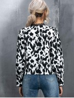 Abstract Print Bishop Sleeve Buttoned Shirt