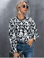 Abstract Print Bishop Sleeve Buttoned Shirt