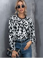 Abstract Print Bishop Sleeve Buttoned Shirt