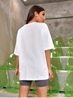 Letter And Car Print Oversized Tee