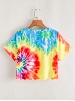 Letter Graphic Spiral Tie Dye Tee