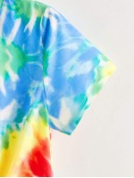 Letter Graphic Spiral Tie Dye Tee