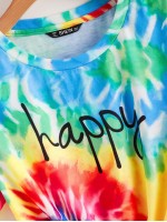 Letter Graphic Spiral Tie Dye Tee