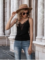 Lace Insert Solid Cami Top