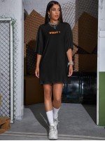 Letter Graphic Longline Oversized Tee