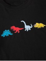 Cartoon Dinosaur Print Short Sleeve Tee